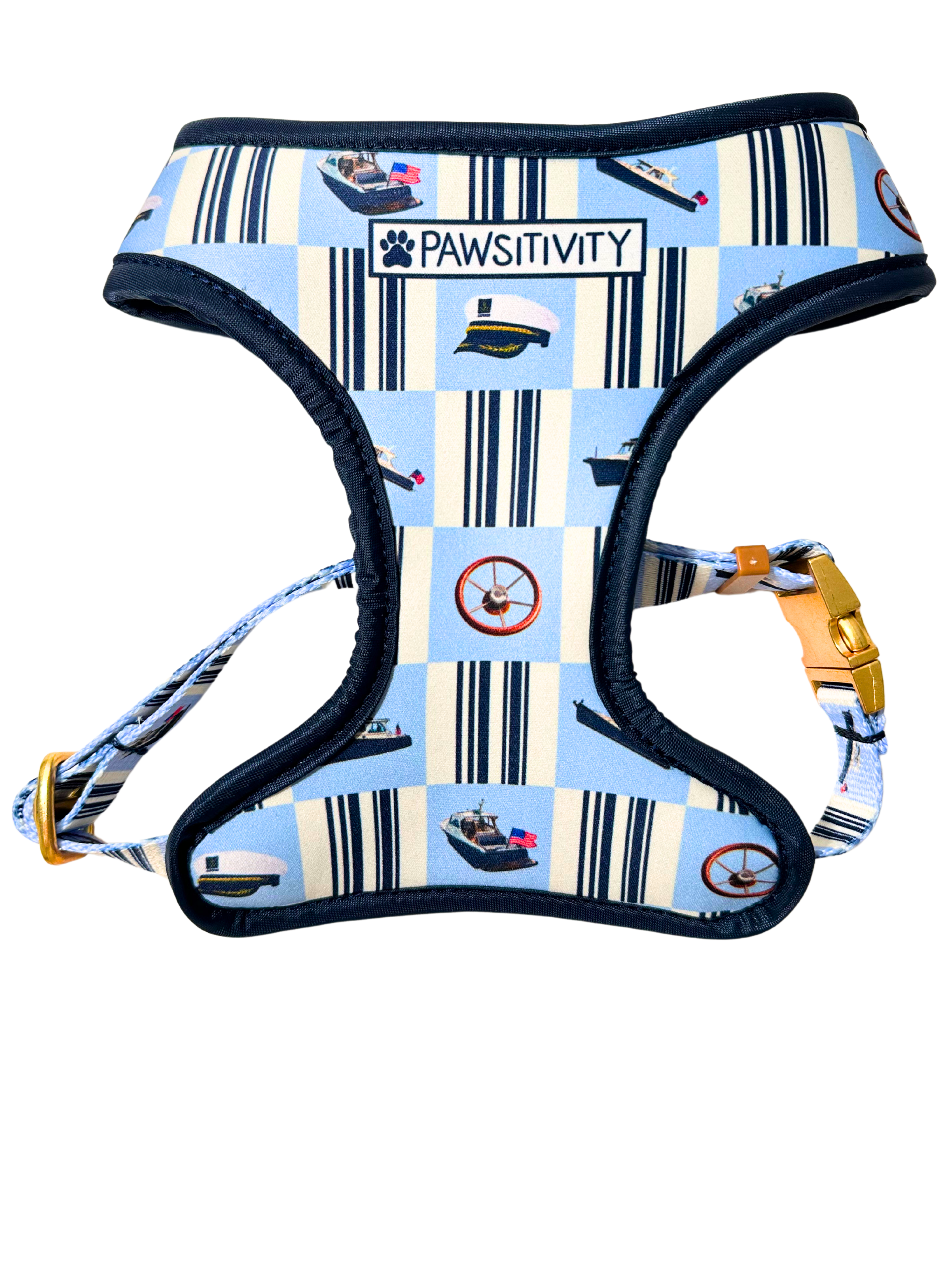 22K Gold Blue Captain - Stripe Reversible Harness