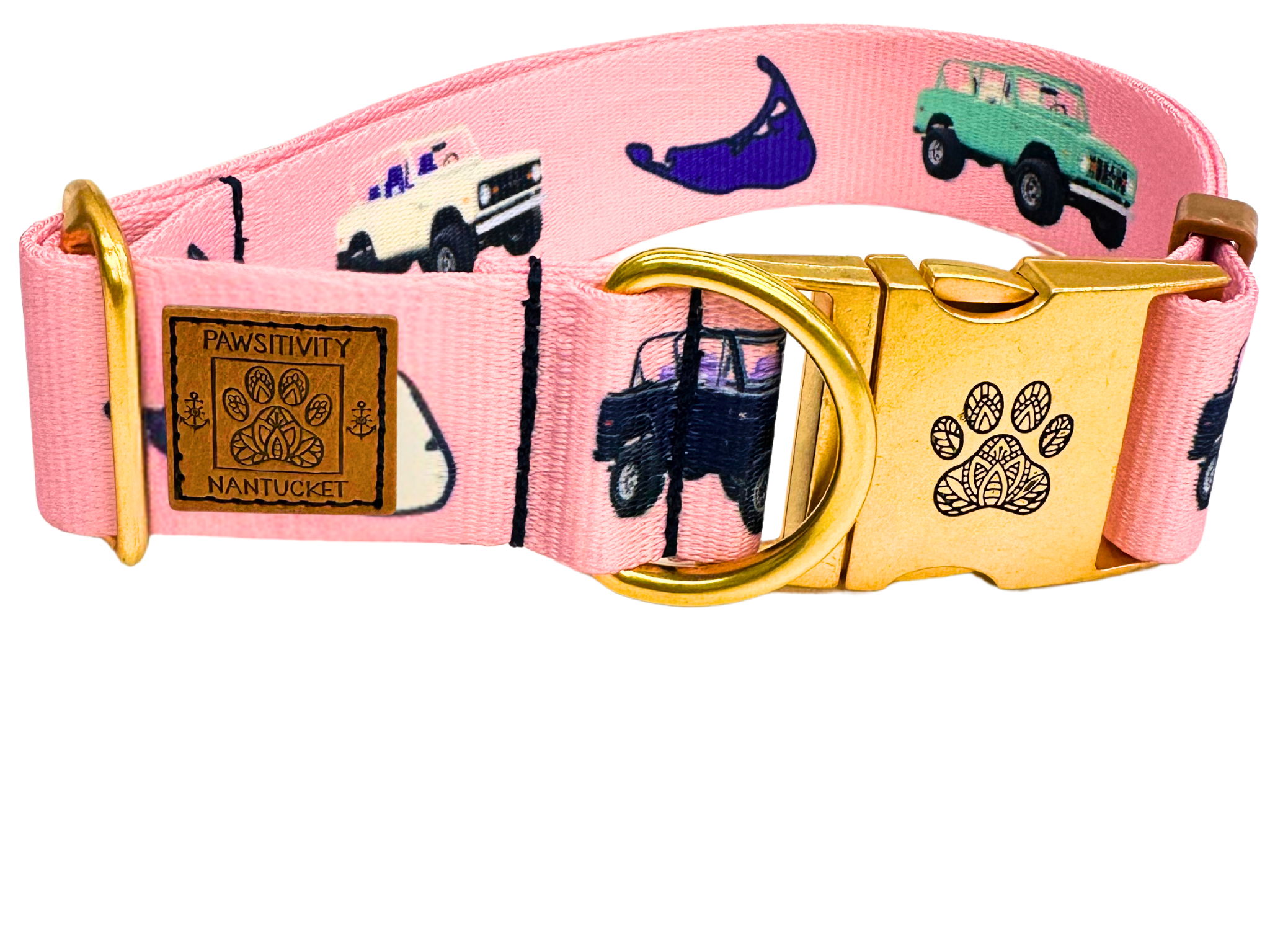 Pink Vintage Truck Island 22K Gold Collar