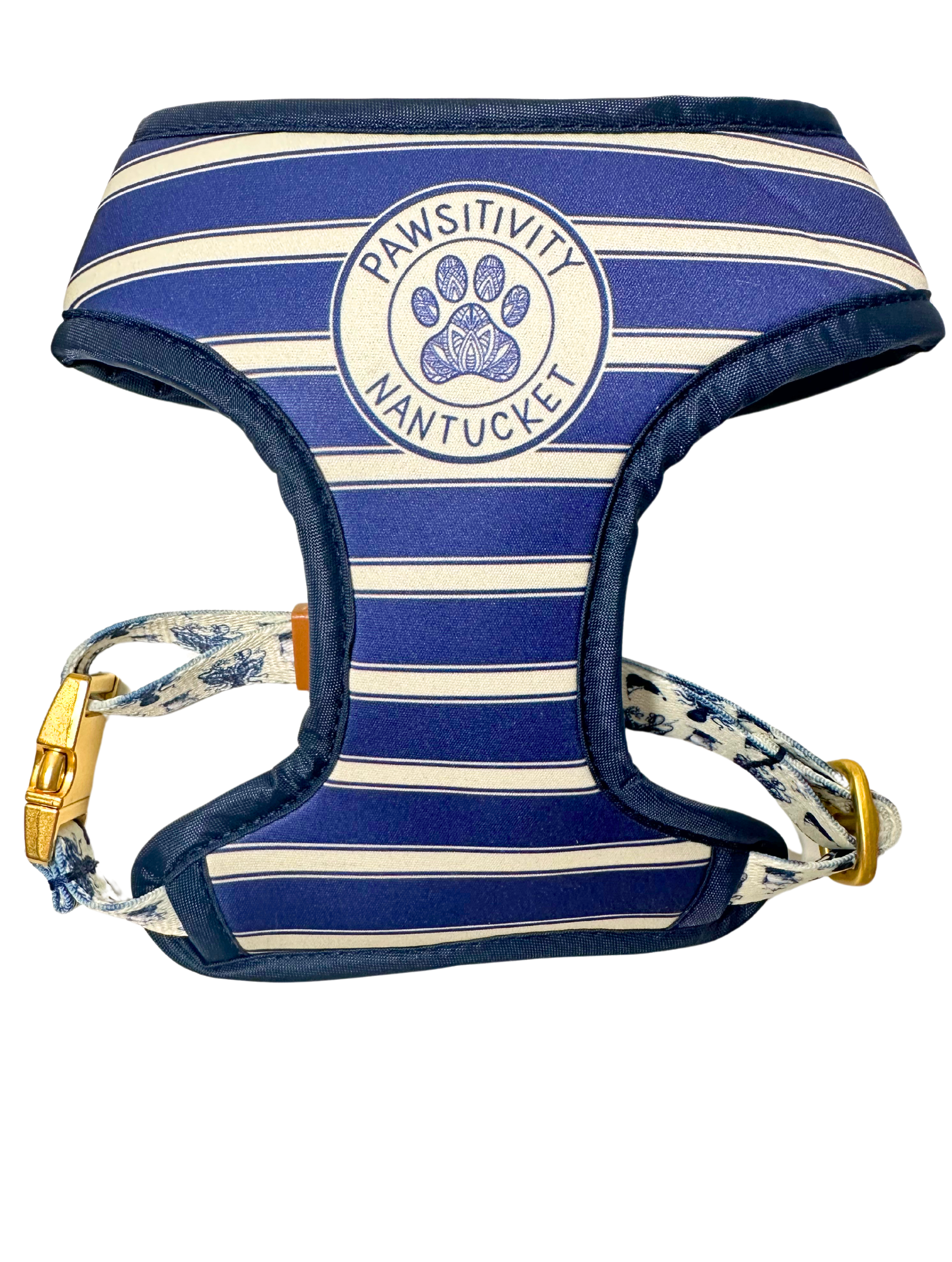 22K Gold Vintage - Octopus Navy Cream Stripe Reversible Harness