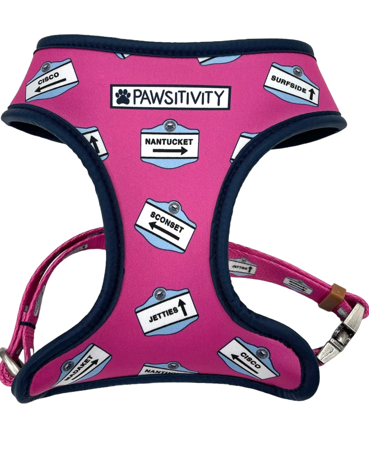Pink Nantucket Beach Signs - Solid Pink Reversible Harness