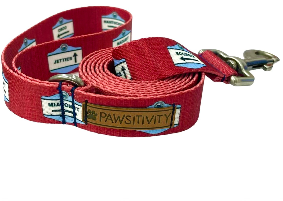 Nantucket Red Beach Signs Leash