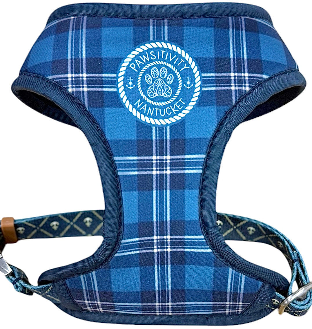 Blue Plaid - Navy Anchor Reversible Harness