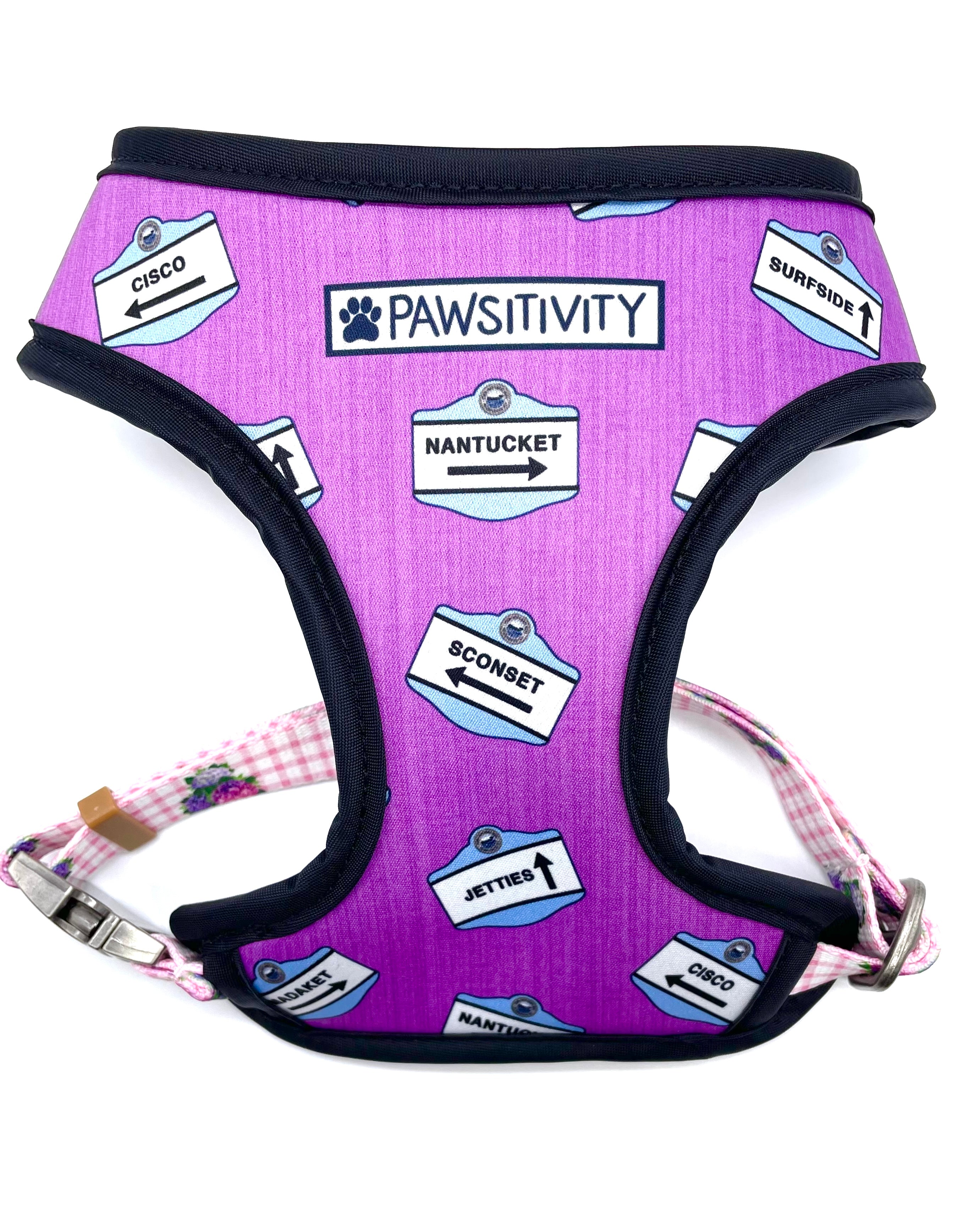 Gingham Hydrangeas - Nantucket Beach Signs Reversible Harness