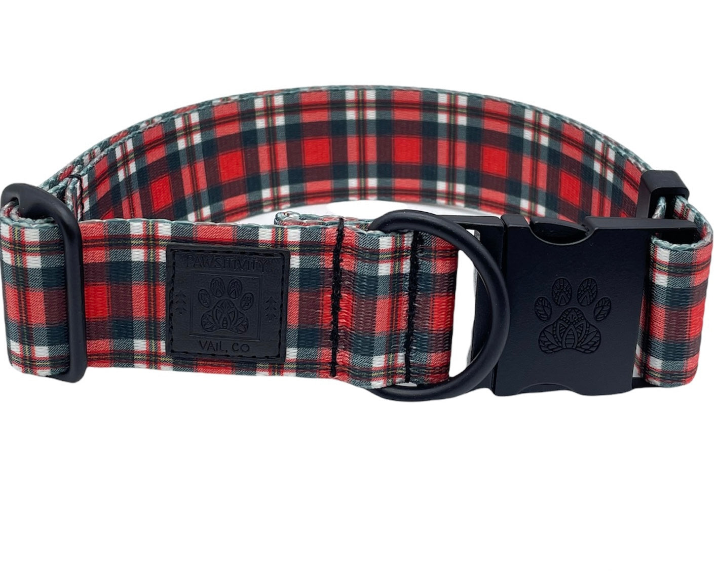 Black White Red Plaid Collar