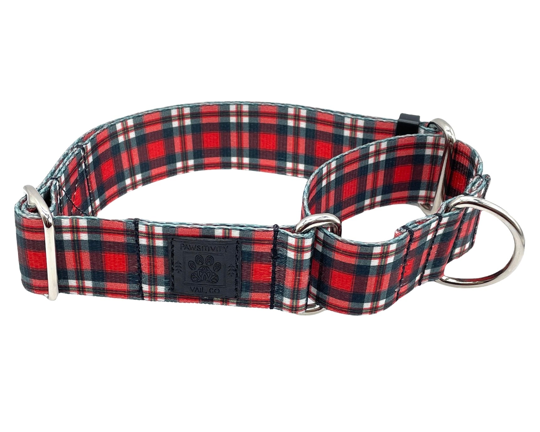 Black White Red Plaid Martingale Collar