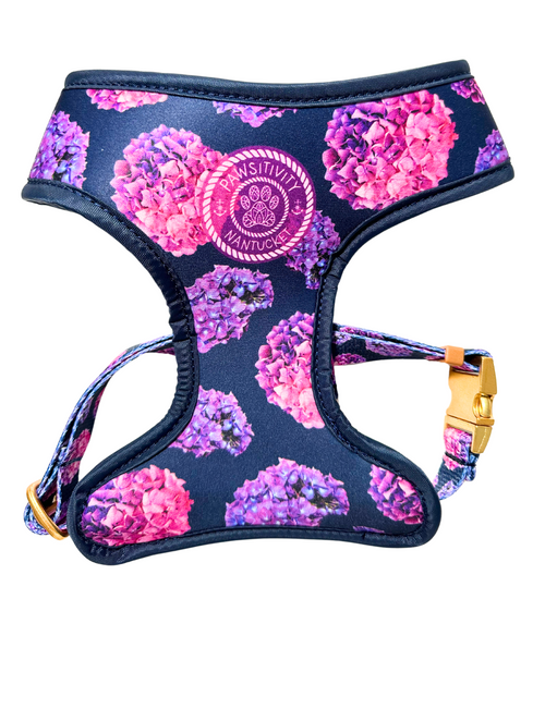 22K Gold Midnight Hydrangea - Lavender Gingham Reversible Harness