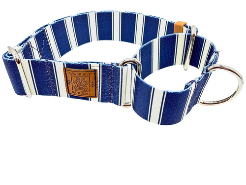 Navy Cream Stripe Martingale Collar