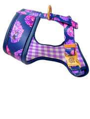 22K Gold Midnight Hydrangea - Lavender Gingham Reversible Harness