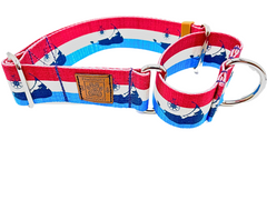 Nantucket Red White Blue Islands Martingale Collar