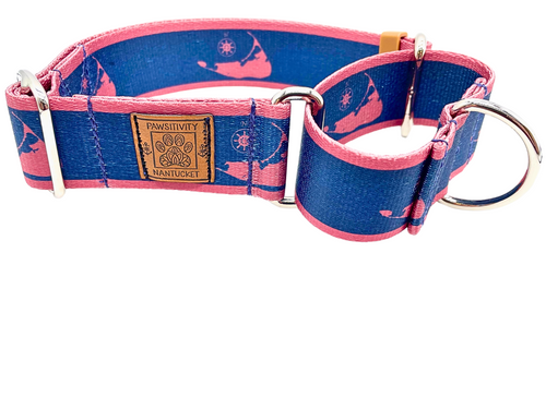 Navy With Nantucket Red Islands Martingale Collar