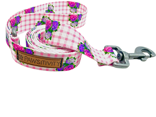 Pink Gingham Hydrangea Leash