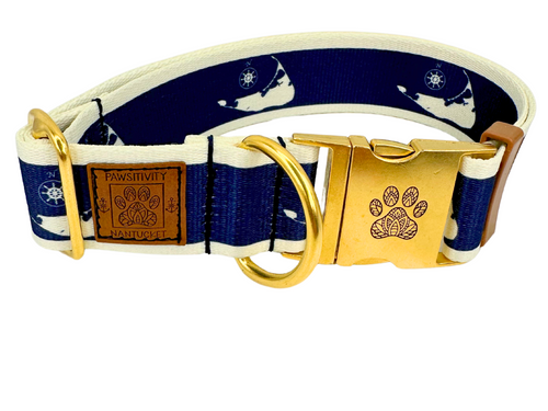 Navy with Cream Nantucket Islands 22K Gold Collar