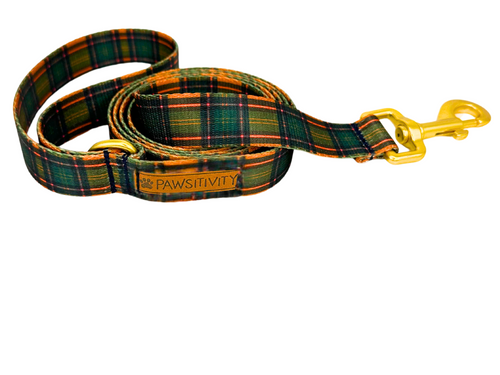 22K Hunter Green Plaid Chains Leash