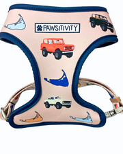 Vintage Truck Island - Baby Blue Reversible Harness