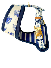 22K Gold Vintage Octopus - Navy Cream Stripe Reversible Harness