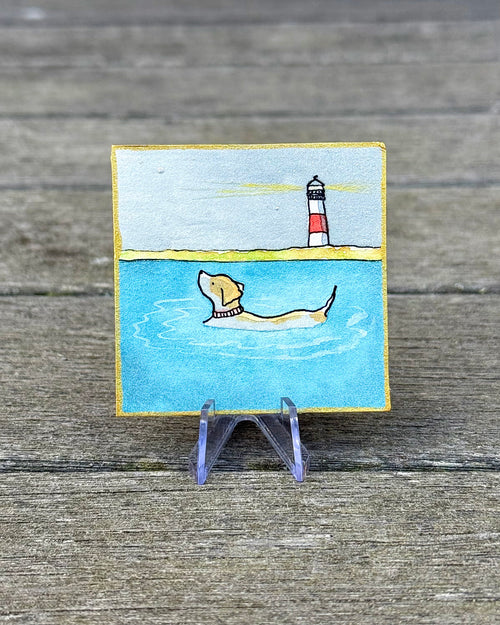 Swimming At Sankaty Miniature By Kate Teves
