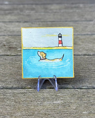 Swimming At Sankaty Miniature By Kate Teves