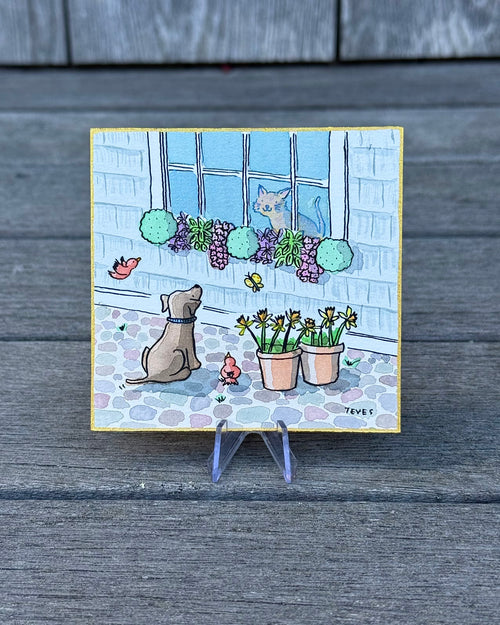 Dog & Cat Window Minature Play By Kate Teves