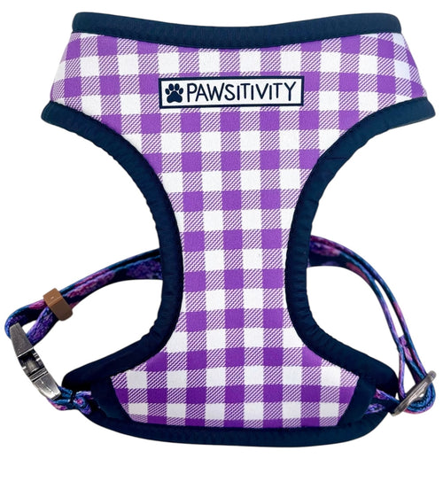 Midnight Hydrangea - Purple Plaid Reversible Harness