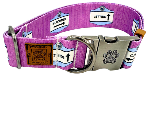 Nantucket Beach Signs Purple Collar