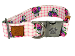 Pink Gingham Hydrangeas Collar