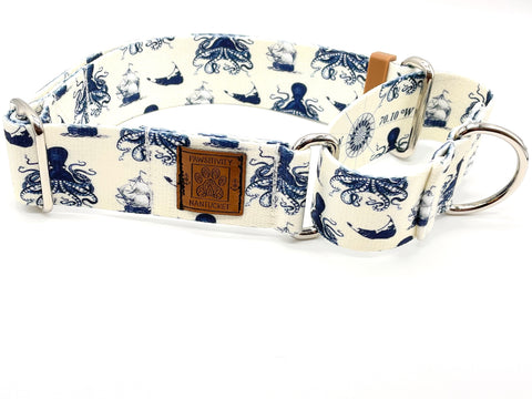 Navy With Gingham Nantucket Martingale Collar