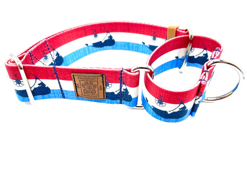 Nantucket Red White Blue Islands Martingale Collar