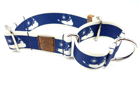 Navy With Gingham Nantucket Martingale Collar